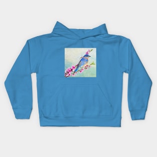 Male Bluebird Perched on Branch Kids Hoodie